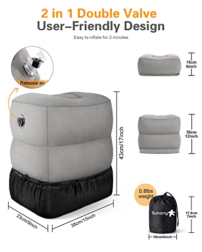  Sunany Inflatable Foot Rest Pillow For Travel, Kids/Adults Airplane Travel Pillow-Adjustable Height Cushions,for Kids To Sleep While Traveling,Suitable For Office, Home And Any Travell (1 Pack)