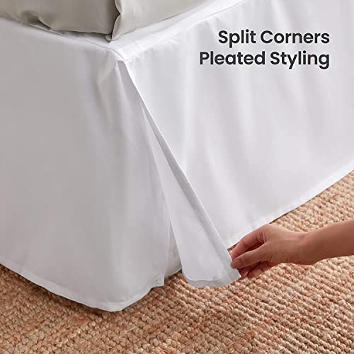  Skirt King Size Pleated Style By Comfort Beddings 100% Cotton Blend Fabric, Premium Tailored Fit 1pc Bedskirt King Size 18" Drop Length White Solid