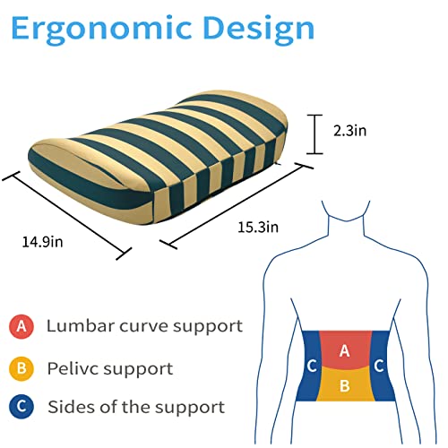  Logicfox Lumbar Support Back Pillow For Office Chair, Memory Foam Back Pillows For Improve Sitting Posture & Back Pain Relief, Striped Lumbar Support Pillow For Car, Chair, Gaming, Recliner (Blue)