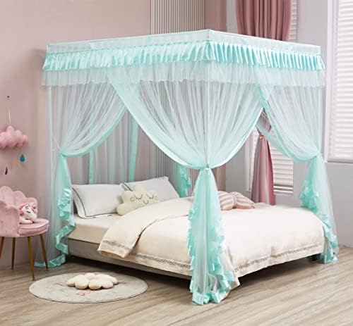  Mengersi Rainbow Canopy Bed Curtains With Lights - Princess Bed Canopy For Girls - Bed Drapes Netting- Bedroom Decoration Accessories,Twin