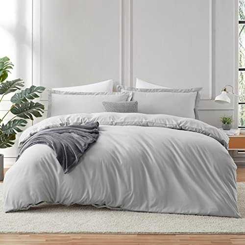  Hearth & Harbor White Duvet Cover Queen Size - 3 Piece Queen Duvet Cover Set, Soft Double Brushed Queen Size Duvet Covers With Button Closure, 1 Duvet Cover 90x90 Inches And 2 Pillow Shams