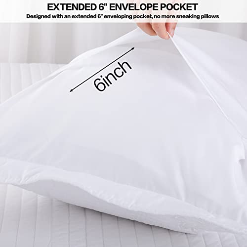  Pillow Shams Standard Size Set Of 2, Ultra Soft Breathable Quilted Embroidery Pillow Cases 20 X 26 Inches For Sleeping, Decorative Microfiber Bed Pillowcases Easy Care, White
