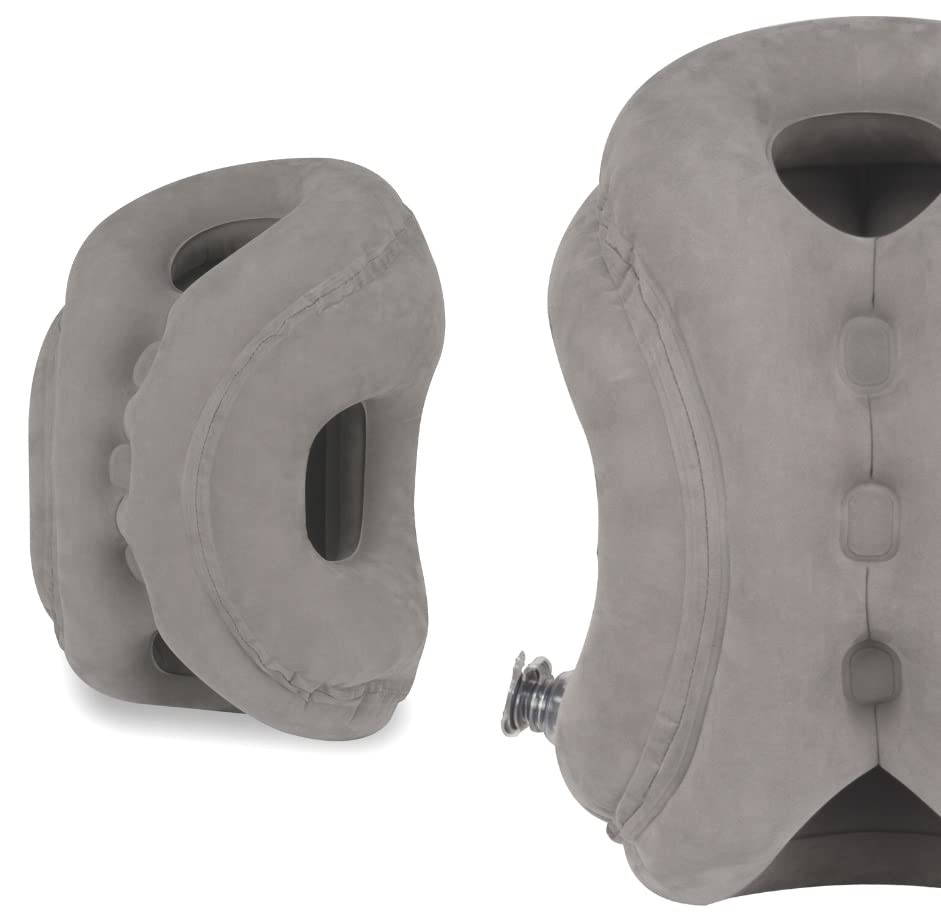  TrekStar Inflatable Travel Neck Pillow | Ergonomic Design | Support Head, Neck Pain For Sleeping Aid In Airplane/Buses/Office/Cars/Trains With Free Eye Mask, Earplugs