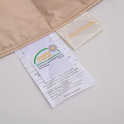  Confibona Lightweight 90% White Down Comforter/Blanket,Cooling Duvet Insert For Summer/Warm Weather,Soft Noiseless Shell,Machine Washable, Twin/Twin XL Size,Light Brown