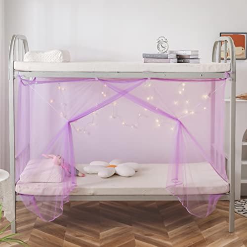  Mengersi Student Bed Canopy, Bunk Bed Nets Bed Canopy Fly Screen Square Bed Curtains Mosquito Nets For Teens Indoor Outdoor (Twin, Pink)