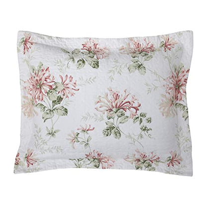  Laura Ashley Home - Queen Quilt Set, Cotton Reversible Bedding With Matching Shams, Home Decor Ideal For All Seasons (Honeysuckle Pink, Queen)