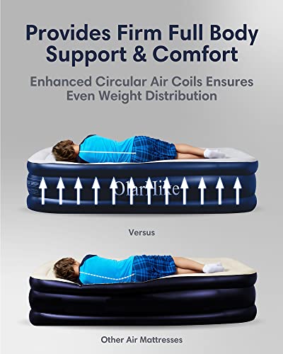  Inflatable Twin Air Mattress With Built In Pump,18" Elevated Durable Air Mattresses For Camping,Home&Guests,Fast&Easy Inflation/Deflation Airbed,Blue Double Blow Up Bed,Travel Cushion,Indoor