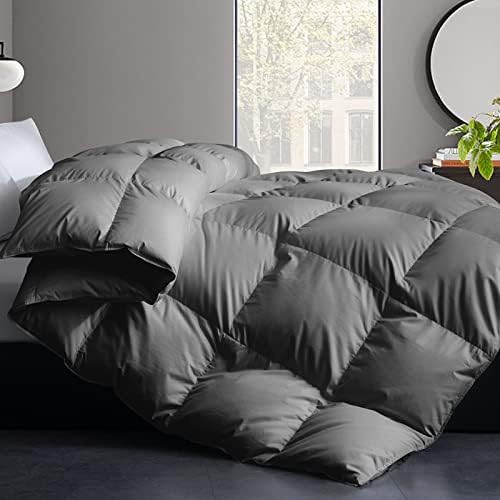  Feather Down Comforter Queen Size - All Season White Down Duvet Insert- Luxurious Hotel Bedding Comforters With 100% Cotton Cover - Queen 90 X 90 Inch