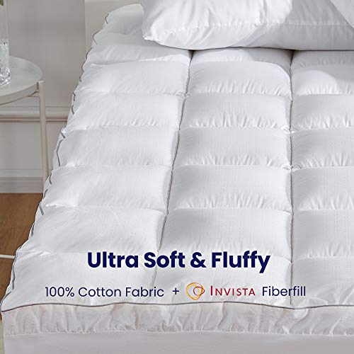  Twin Size Cotton Mattress Pad, Machine Washable Mattress Protector Cover, Soft Cotton Top Cooling Mattress Topper Fits 8-21 Inch Deep Pocket, Twin