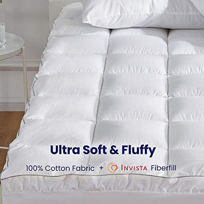  Twin Size Cotton Mattress Pad, Machine Washable Mattress Protector Cover, Soft Cotton Top Cooling Mattress Topper Fits 8-21 Inch Deep Pocket, Twin