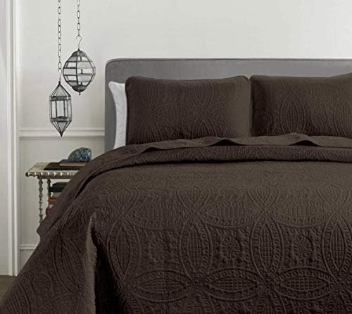  Austin 3-Piece Oversized Bedspread Coverlet Set (King, Khaki)
