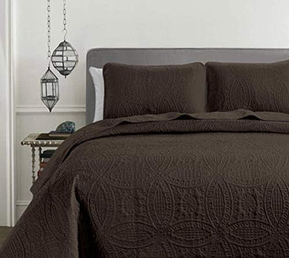  Austin 3-Piece Oversized Bedspread Coverlet Set (King, Khaki)
