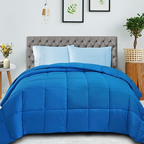  SUPERIOR Classic All-Season Down Alternative Comforter With Baffle Box Construction, Warm Filling - Twin Comforter, Aster Blue