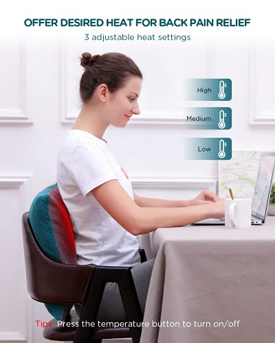  Comfytemp Heating Lumbar Support Pillow For Pain Relief, Heated Pillow For Back Pain, Menstrual Cramp, Electric Pillow For Abdomen, Neck, Shoulders, 3 Heat Settings, Timer Settings - 17.7" X 17.7"