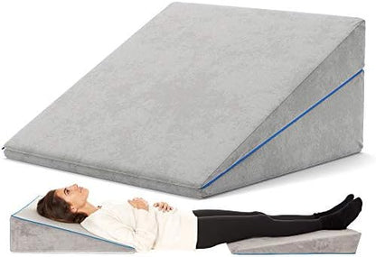  Leg Elevation Wedge Pillow - With Full Memory Foam Top, High-Density Leg Rest Elevating Foam Wedge - Relieves And Recovers Foot And Ankle Injury, Leg Pain, Hip, Knee Pain, Improves Blood Circulation