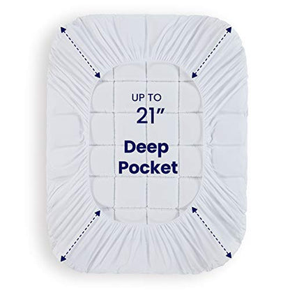  Twin Size Cotton Mattress Pad, Machine Washable Mattress Protector Cover, Soft Cotton Top Cooling Mattress Topper Fits 8-21 Inch Deep Pocket, Twin