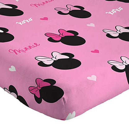  Jay Franco Disney Minnie Mouse Hearts N Love Twin Sheet Set - 3 Piece Set Super Soft And Cozy Kid’s Bedding - Fade Resistant Microfiber Sheets (Official Disney Product)