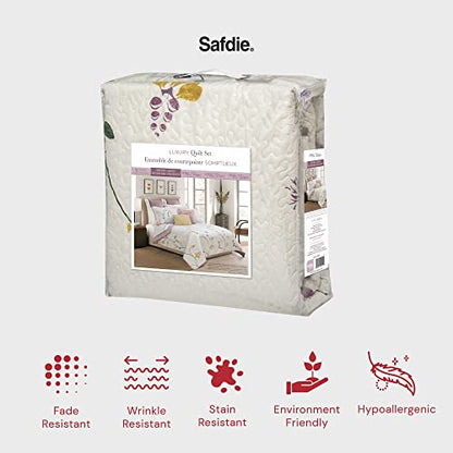  Safdie & Co. 60113.3DQ.15 Serenade Collection Quilt 3PC Set Full/Double Queen, Multicolor