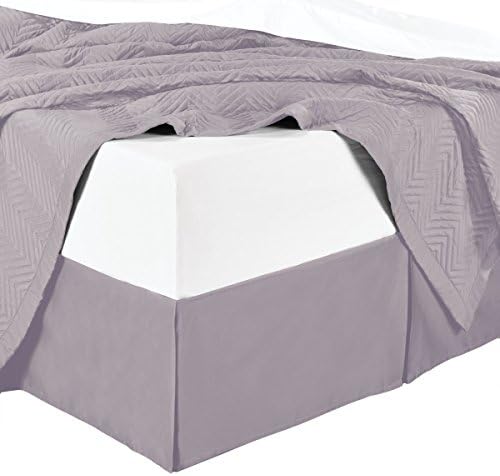  Sheetsnthings Microfiber Bed Skirts (14 Inch Drop) -California King Size, Solid Navy- Pleated Tailored Bedskirts With Split Corners