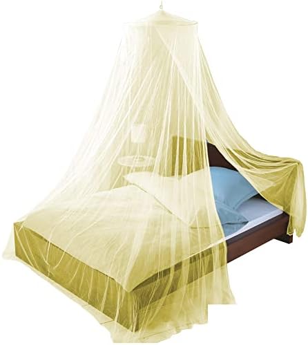  Just Relax Decorative Elegant Bed Net Canopy Set Including Full Hanging Kit, Ideal For Indoors Or Outdoors, Intended For Covering Beds, Cribs, Hammocks (Yellow, Twin/Full)