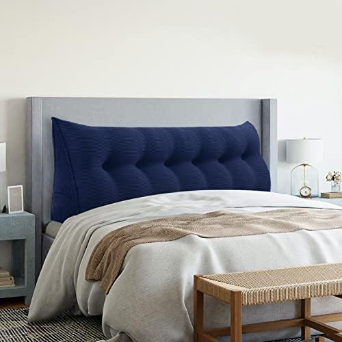  VERCART Wedge Headboard Pillows Bed Wedge Pillow Headboard Wedge Pillow Triangle Pillow Wedge Daybed Pillows Bolster Pillow Headboard With Removable Cover Corduroy Deep Blue Twin