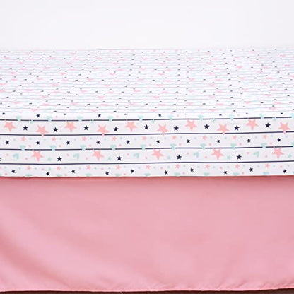  5 Piece Crib Bedding Set For Girls Unicorns Baby Girl Bedding Crib Set Nursery Bedding Sets - Crib Quilt Crib Sheet Pillowcase Crib Skirt Diaper Stacker