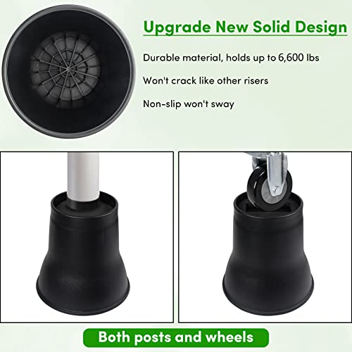  DEDU Bed Risers 6 Inch Heavy Duty 6 Pack, Furniture Risers With Caster Pads Supports Up To 6600 Lbs, Round Couch Risers For Sofas, Desk (Black)