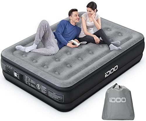  IDOO Air Mattress With Built In Pump, Queen Inflatable Mattress Blow Up Mattress Airbed For Camping & Guest, Colchon Inflable - Self Inflating, Foldable, Portable & Comfortable, 18" Raised