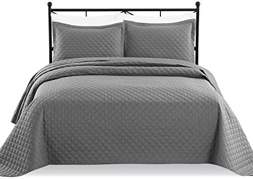  Luxe Bedding 3-Piece Oversized Quilted Bedspread Coverlet Set (King/Calking, WAVA/Navy)
