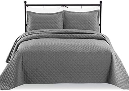  Luxe Bedding 3-Piece Oversized Quilted Bedspread Coverlet Set (King/Calking, WAVA/Navy)