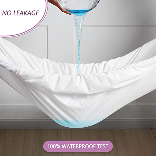  Twin Mattress Protector For Potty Training, Waterproof Fitted Bed Cover Single Size Washable, Up To 18 Inch Deep Pocket, Soft, Breathable, Noiseless, White