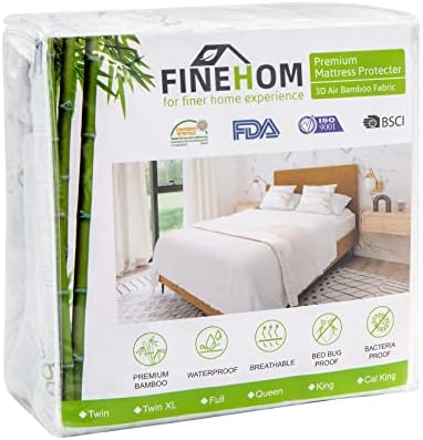  Queen Size Mattress Protector 100% Waterproof (Top And Sides) Bamboo Mattress Cover 3D Air Fabric Cooling Mattress Pad Cover Ultra Soft Breathable Noiseless 8"-21" Deep Pocket