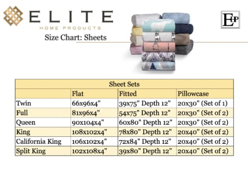  Elite Home Products Soft Microfiber Coastal Printed/Embroidered Sheet Set