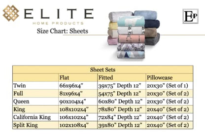  Elite Home Products Soft Microfiber Coastal Printed/Embroidered Sheet Set