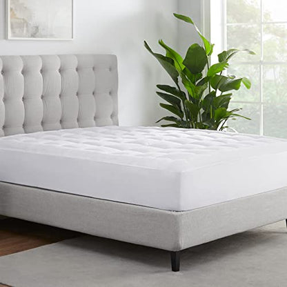  Serta ComfortSure Full Mattress Cover, Fitted Pillow Top Mattress Pad, Super Soft And Breathable Quilted Cotton Protector With 18" Elastic Deep Pockets For Secure Fit, White
