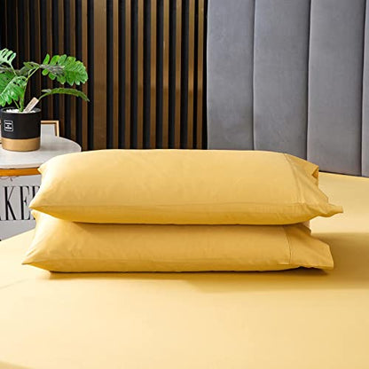  JamRest Duvet Cover Queen Size Zipper Closure (90"x90"), Ultra Soft Breathable Microfiber Comforter Cover, Luxury Hotel Bedding 3pcs Set (1 Duvet Cover & 2 Pillowcases), Yellow