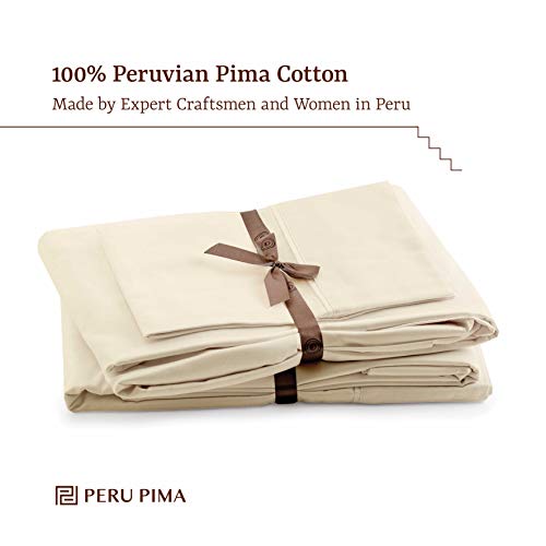  Peru Pima Luxury Pillowcase Set - 100% Peruvian Pure Cotton - 800 Thread Count - Hotel Quality Sateen - King Size - Ivory