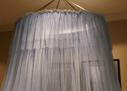  Mengersi Canopy Bed Curtain For Girls Adults-Dome Bed Net For Twin Full Queen King Size Bed, Quick Easy Installation (Round Canopy, Gray)