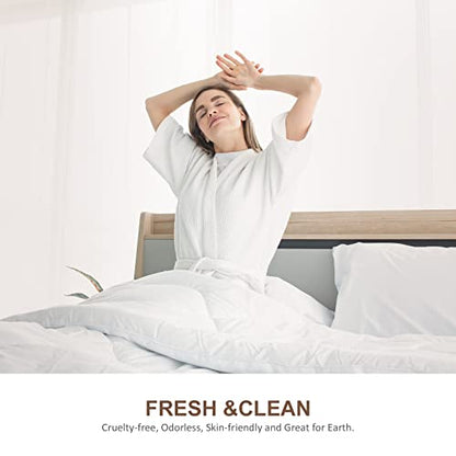  Oaken-Cat Down Alternative Comforter, All Seasons Ergonomic Full/Queen Bed Comforter - Ultra-Soft Plush Cloud Fluffy Microfiber Quilted Medium Warm Duvet Insert, White