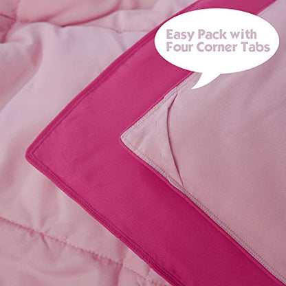  HIG 3pc Down Alternative Comforter Set - All Season Reversible Comforter With Two Shams - Quilted Duvet Insert With Corner Tabs - Box Stitched - Super Soft, Fluffy (Full/Queen, Pink)