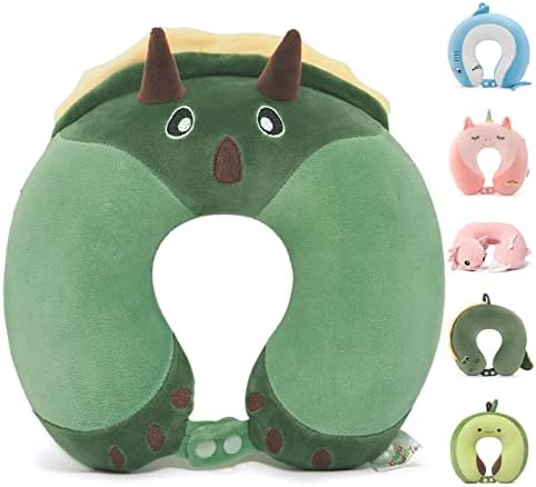  Niuniu Daddy Neck Pillow For Kids, Teens - Travel Accessories For Airplane, Car, Recline - Neck, Chin, Head Support - 100% Pure Memory Foam Insert And Cute Avocado Plush Travel Pillow Cover - Washable
