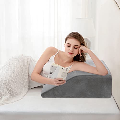  Joybest Leg Elevation Pillow With Removable Cover 8 Inch Memory Foam Leg Rest Pillow For Sleeping, Blood Circulation Wedge Pillows Relieve Leg, Knee, Hip And Lower Back Pain (Grey)