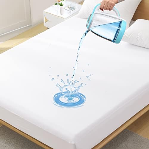  2 Pack Twin Size Premium Waterproof Mattress Protector, Soft Breathable Mattress Pad Cover, Noiseless Waterproof Bed Cover - Stretch To 21" Fitted Deep Pocket Mattress Protection Cover
