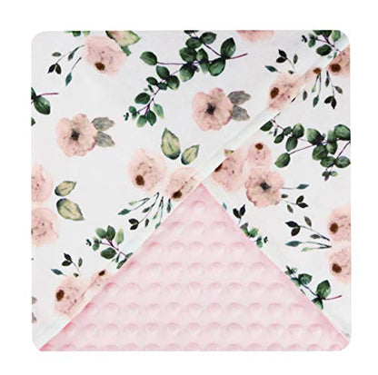  Giggle Angel Baby Plush Minky Blanket Double Layer With Dotted Backing For Baby Girl Or Baby Boy (Water Floral Pattern)
