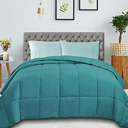  SUPERIOR Classic All-Season Down Alternative Comforter With Baffle Box Construction, Warm Filling - Twin Comforter, Aster Blue