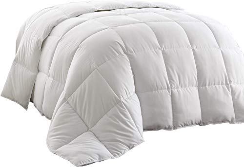 All Season Down Alternative Comforter - Plush Microfiber Fill - Box Stitch Quilted - Duvet Insert With Corner Tabs (Full/Queen, White)