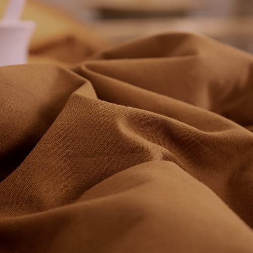  Burnt Orange Duvet Cover Twin Size, 100% Washed Cotton Duvet Cover Set Solid Orange Bedding Set Lightweight Comforter Cover 3 Pieces With Zipper Closure, 1 Duvet Cover 68x90 Inches And 2 Pillow Shams