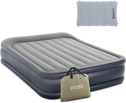  Intex Queen Air Mattress With Built In Pump - 16.5" Easy Inflatable Mattress Air Bed, Dura-Beam Raised Pillow Rest Blow Up Mattress, Inflatable Pillow For Camping, Travel And Home Included