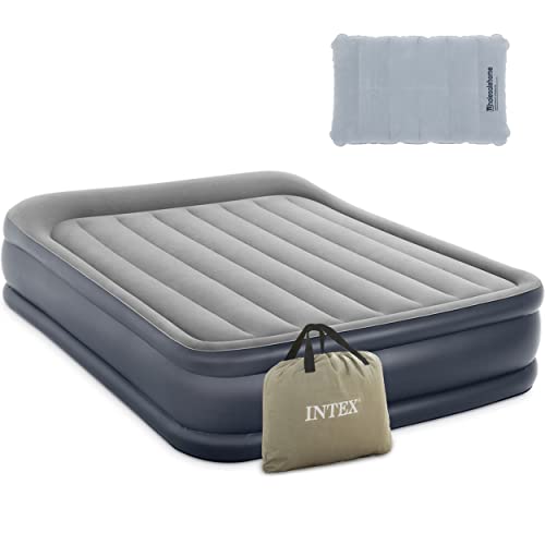  Intex Queen Air Mattress With Built In Pump - 16.5" Easy Inflatable Mattress Air Bed, Dura-Beam Raised Pillow Rest Blow Up Mattress, Inflatable Pillow For Camping, Travel And Home Included