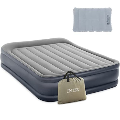  Intex Queen Air Mattress With Built In Pump - 16.5" Easy Inflatable Mattress Air Bed, Dura-Beam Raised Pillow Rest Blow Up Mattress, Inflatable Pillow For Camping, Travel And Home Included